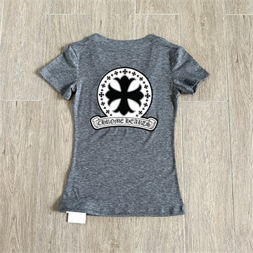 chrome hearts back cross scroll graphic v neck short sleeve t-shirt